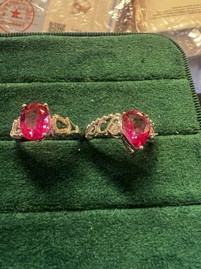 Silver Ring with Pink topaz Teardrop Gemstone - Women s925 silver size 7 Jewelry